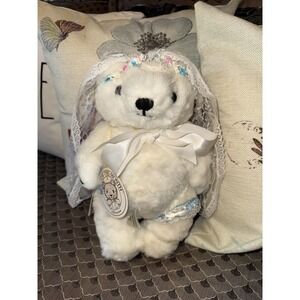 GORHAM‎ 1984 June Bear Of The Month Wedding Bride White Jointed Plush W/ Tags